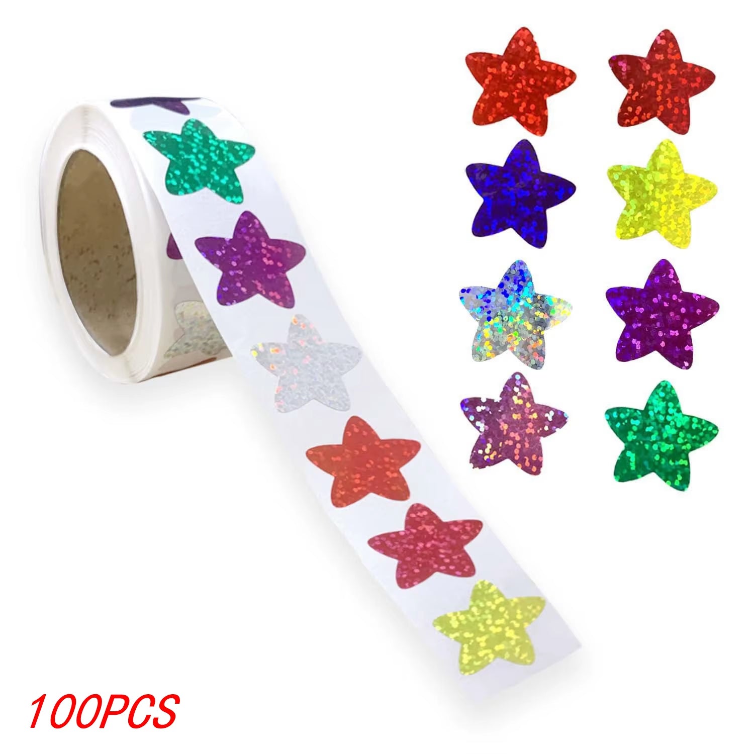 50-500Pcs Colorful Star Stickers for Kids Reward School Classroom Adhesive Holographic Star Stickers for Teachers DIY Craft