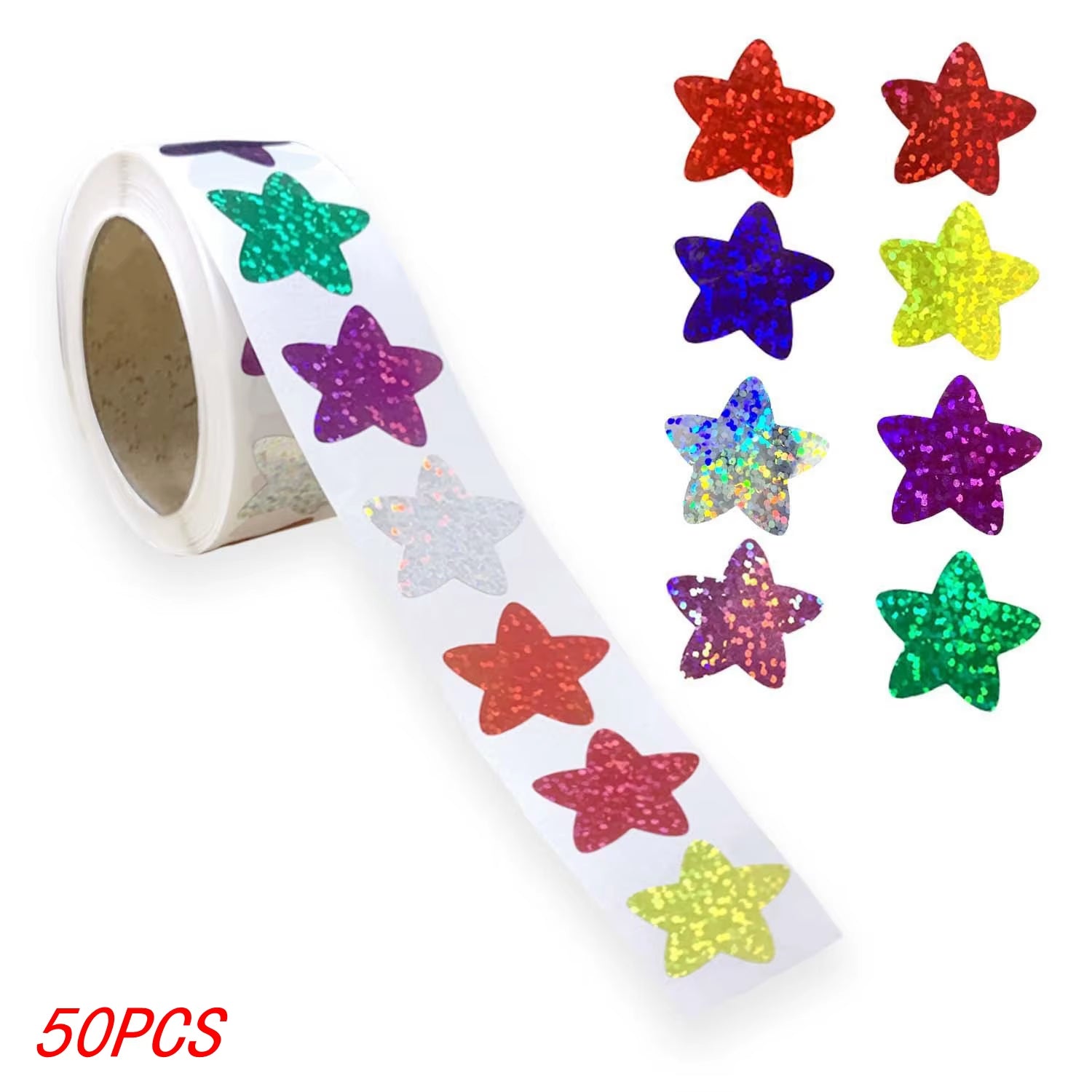 50-500Pcs Colorful Star Stickers for Kids Reward School Classroom Adhesive Holographic Star Stickers for Teachers DIY Craft