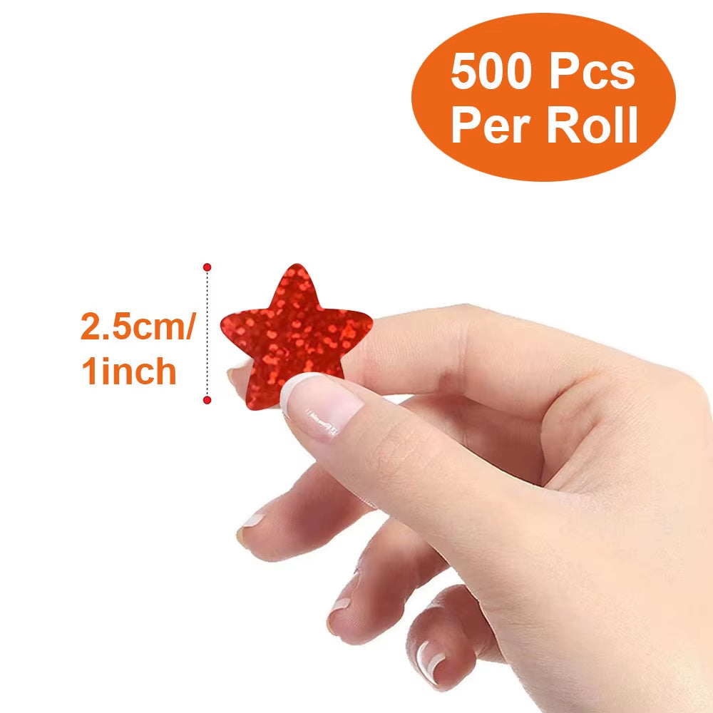 50-500Pcs Colorful Star Stickers for Kids Reward School Classroom Adhesive Holographic Star Stickers for Teachers DIY Craft