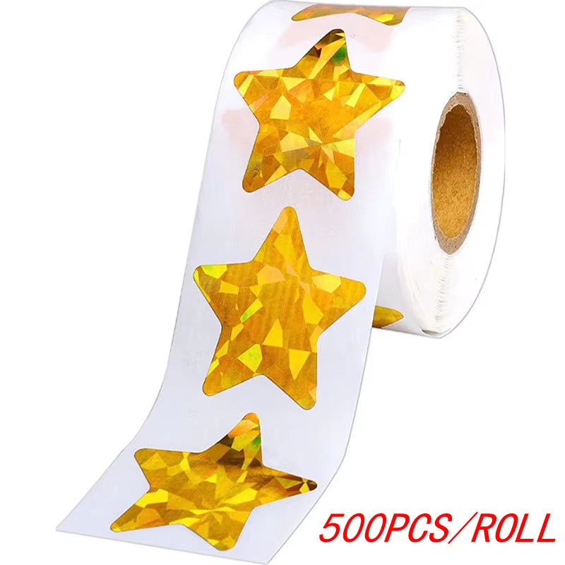 50-500Pcs Colorful Star Stickers for Kids Reward School Classroom Adhesive Holographic Star Stickers for Teachers DIY Craft